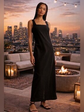 Abercrombie Linen-Blend Shift Maxi Dress